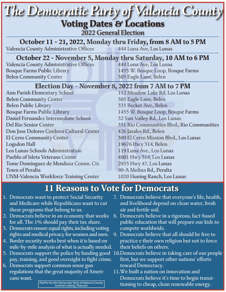 Voting Guide 2022 Democratic Party of Valencia County